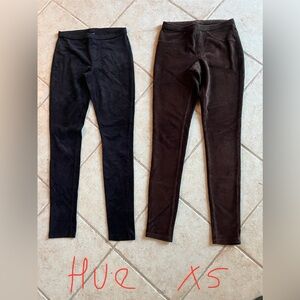 Hue leggings new no tags XS (2) high waist black & brown faux suede and cordaroy